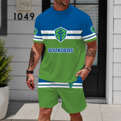 [GOAL DEAL] NEW CUSTOMIZED MLS24 SSF SEATTLE SOUNDERS FC UNISEX T-SHIRT & SHORTS SET