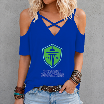 [GOAL DEAL] NEW CUSTOMIZED MLS24 SSF SEATTLE SOUNDERS FC CRISS CROSS V-NECK TOP