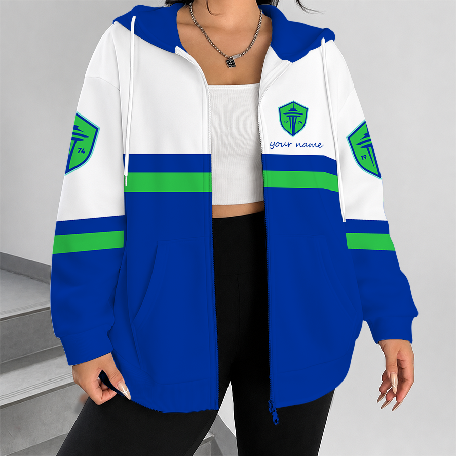 [GOAL DEAL] NEW CUSTOMIZED MLS24 SSF SEATTLE SOUNDERS FC ZIP HOODIE