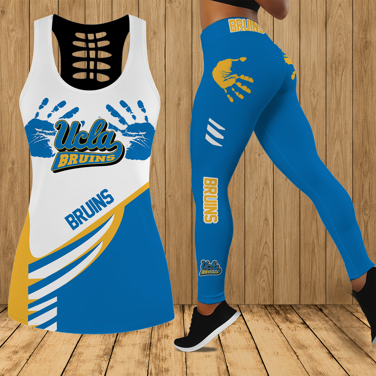 [HOMERUN DEAL] NEW CUSTOMIZED NCAA CWS24 UCB UCLA BRUINS HOLLOW TANK TOP & LEGGINGS SET