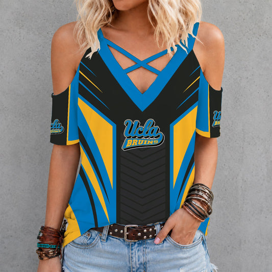 [HOMERUN DEAL] NEW CUSTOMIZED NCAA CWS24 UCB UCLA BRUINS CRISS CROSS V-NECK TOP