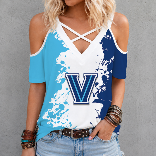 [SLAM DUNK DEAL] NEW CUSTOMIZED NCAA MAM24 VIW VILLANOVA WILDCATS CRISS CROSS V-NECK TOP