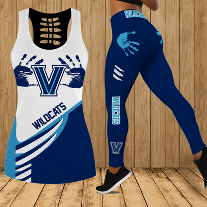 [SLAM DUNK DEAL] NEW CUSTOMIZED NCAA MAM24 VIW VILLANOVA WILDCATS STRAPPY HOLLOW TANK TOP & LEGGINGS SET