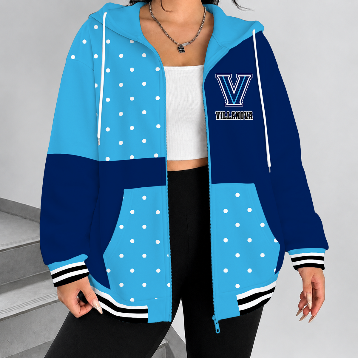 [SLAM DUNK DEAL] NEW CUSTOMIZED NCAA MAM24 VIW VILLANOVA WILDCATS STRAPPY ZIP HOODIE