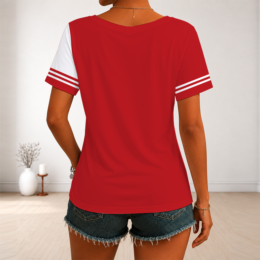 [HOT DEAL] NEW CUSTOMIZED NBA24 TRA TORONTO RAPTORS V-NECK FEMALE SHIRT