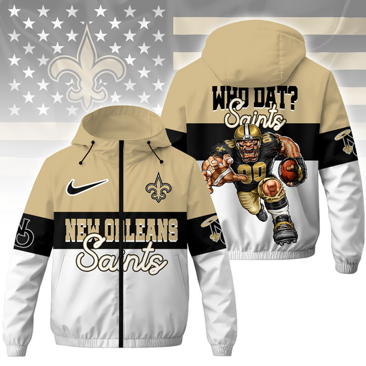[TOUCHDOWN DEAL] NEW CUSTOMIZED NFL24 NOS NEW ORLEANS SAINTS WINDBREAKER JACKET