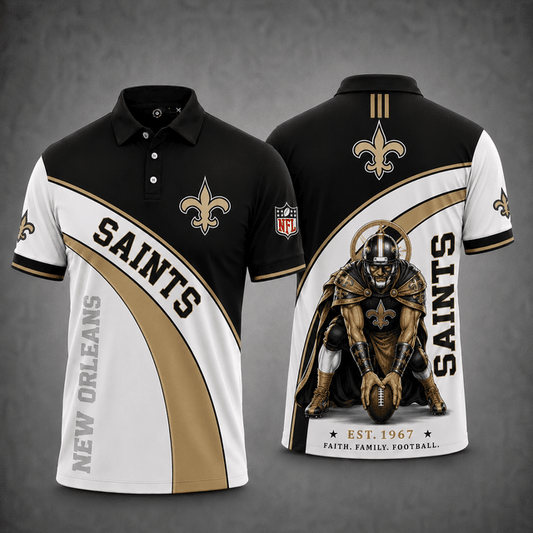 [TOUCHDOWN DEAL] NEW CUSTOMIZED NFL24 NOS NEW ORLEANS SAINTS POLO SHIRT