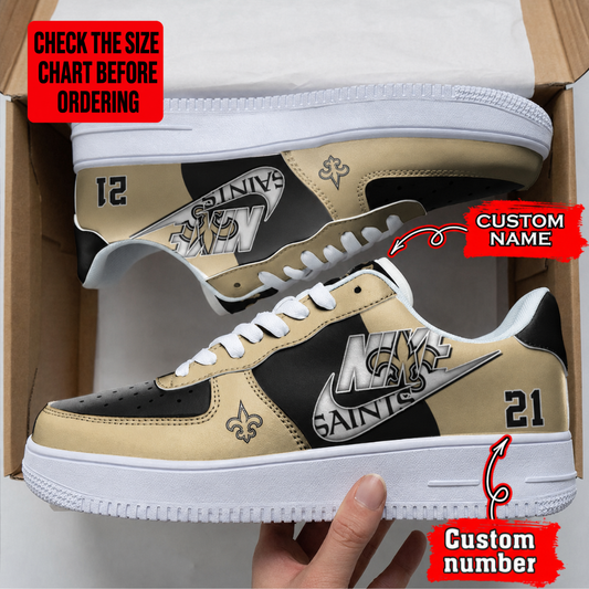 [TOUCHDOWN DEAL] NEW CUSTOMIZED NFL24 NOS NEW ORLEANS SAINTS AF1 SHOES