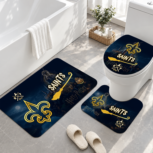 [TOUCHDOWN DEAL] NEW CUSTOMIZED NFL24 NOS NEW ORLEANS SAINTS 3-PIECE BATHROOM RUG SET