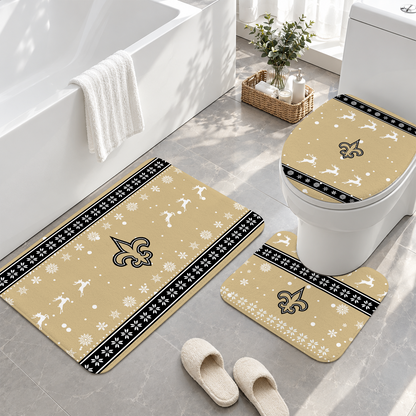 [TOUCHDOWN DEAL] NEW CUSTOMIZED NFL24 NOS NEW ORLEANS SAINTS 3-PIECE BATHROOM RUG SET