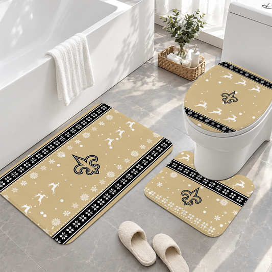 [TOUCHDOWN DEAL] NEW CUSTOMIZED NFL24 NOS NEW ORLEANS SAINTS 3-PIECE BATHROOM RUG SET