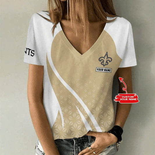 [TOUCHDOWN DEAL] NEW CUSTOMIZED NFL24 NOS NEW ORLEANS SAINTS V-NECK FEMALE SHIRT