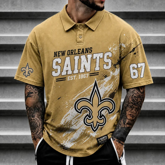 [TOUCHDOWN DEAL] NEW CUSTOMIZED NFL24 NOS NEW ORLEANS SAINTS POLO SHIRT