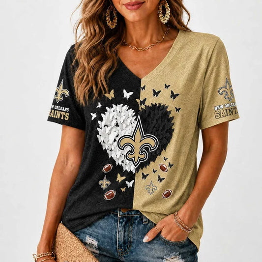 [TOUCHDOWN DEAL] NEW CUSTOMIZED NFL24 NOS NEW ORLEANS SAINTS V-NECK FEMALE SHIRT