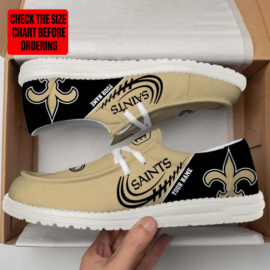 [TOUCHDOWN DEAL] NEW CUSTOMIZED NFL24 NOS NEW ORLEANS SAINTS LOAFER SHOES