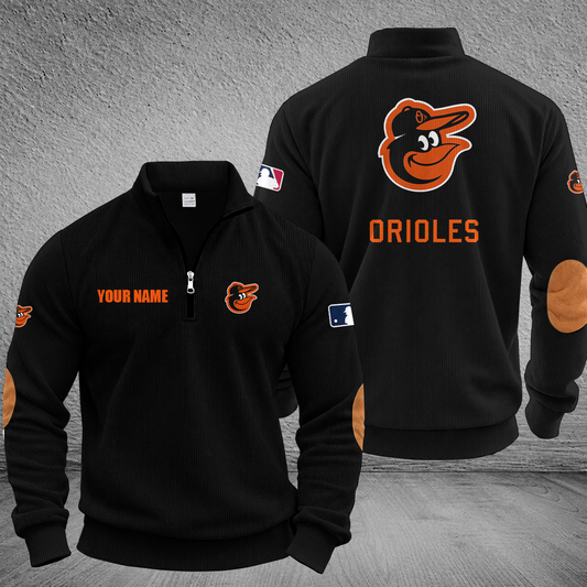 [HOMERUN DEAL] NEW CUSTOMIZED MLB25 BOS BALTIMORE ORIOLES MULTICOLOR STRIPED QUATER ZIP SWEATSHIRT