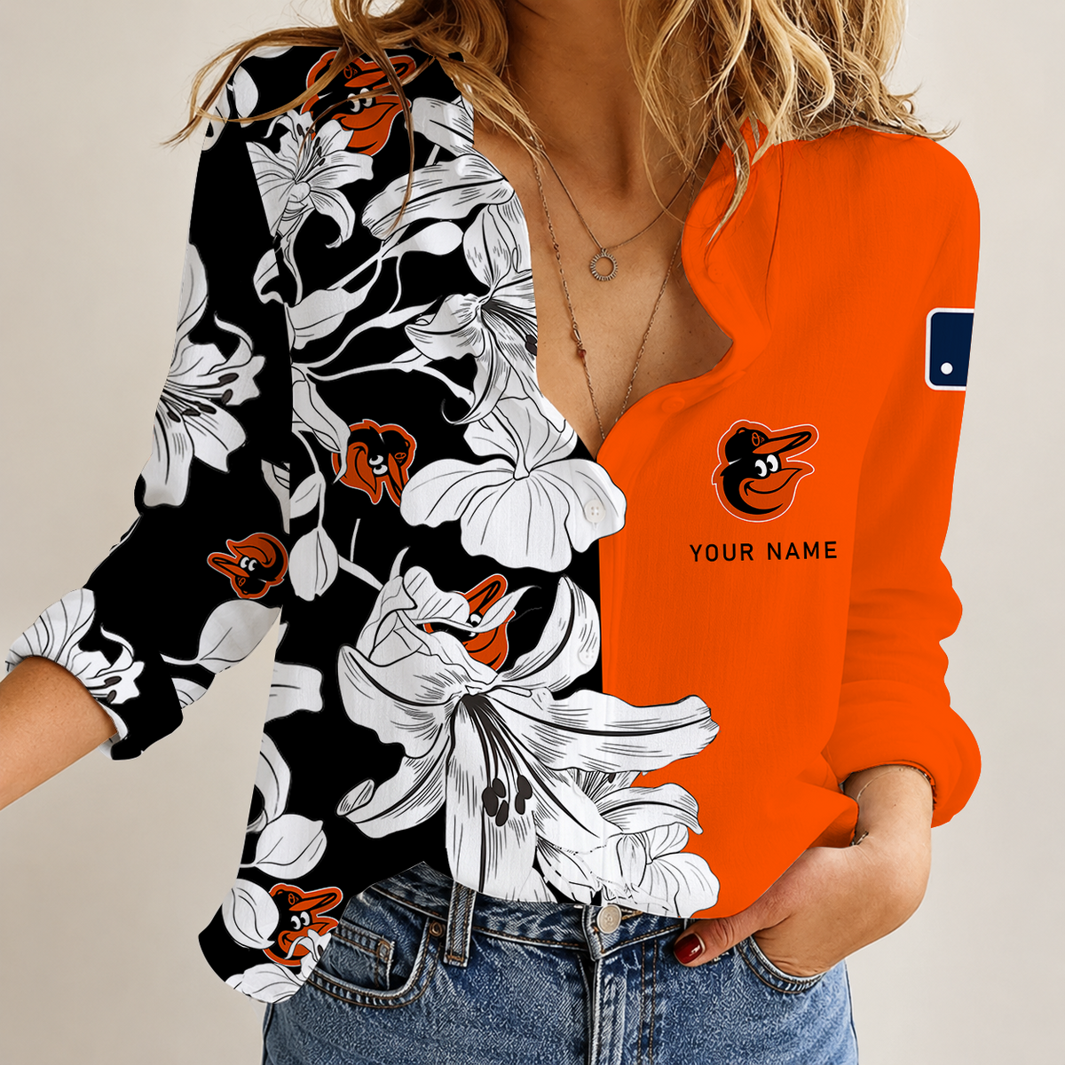 [HOMERUN DEAL] NEW CUSTOMIZED MLB25 BOS BALTIMORE ORIOLES WOMEN CASUAL SHIRT