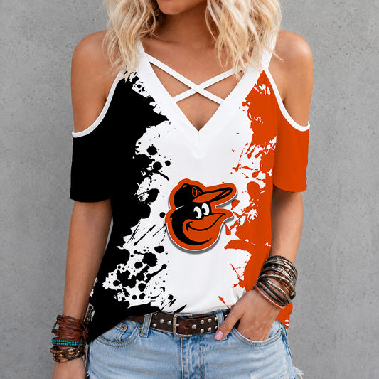 [HOMERUN DEAL] NEW CUSTOMIZED MLB25 BOS BALTIMORE ORIOLES CRISS CROSS V-NECK TOP