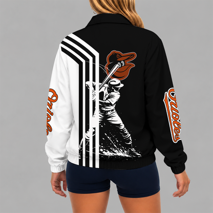 [HOMERUN DEAL] NEW CUSTOMIZED MLB25 BOS BALTIMORE ORIOLES V-NECK ZIPPER SWEATSHIRT JACKET