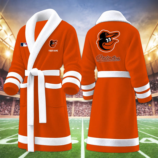 [HOMERUN DEAL] NEW CUSTOMIZED MLB25 BOS BALTIMORE ORIOLES MULTICOLOR FLEECE BATHROBE