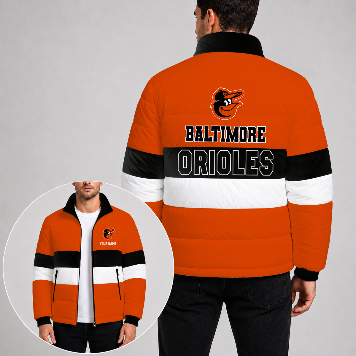 [HOMERUN DEAL] NEW CUSTOMIZED MLB 25 THE ORIOLES PUFFER JACKET
