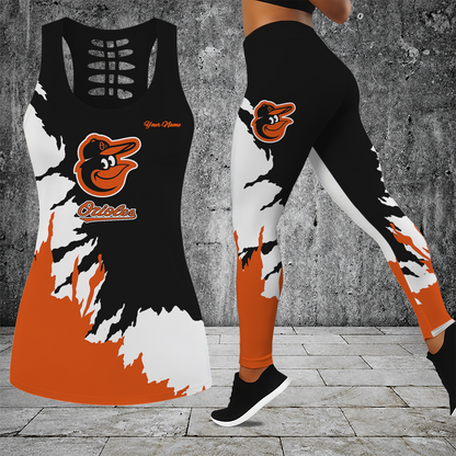 [HOMERUN DEAL] NEW CUSTOMIZED MLB25 BOS BALTIMORE ORIOLES HOLLOW TANK TOP & LEGGINGS SET