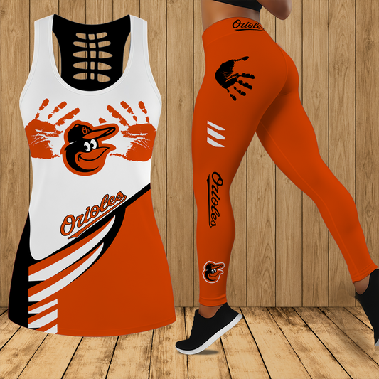 [HOMERUN DEAL] NEW CUSTOMIZED MLB25 BOS BALTIMORE ORIOLES HOLLOW TANK TOP & LEGGINGS SET