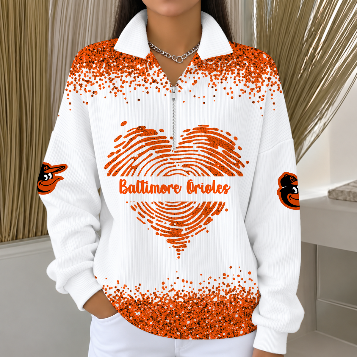 [HOMERUN DEAL] NEW CUSTOMIZED MLB25 BOS THE ORIOLES QUARTER ZIP RIBBED SWEATER