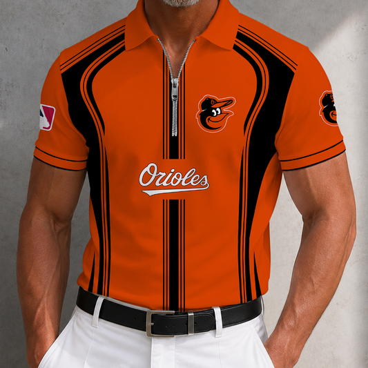 [HOMERUN DEAL] NEW CUSTOMIZED MLB25 BOS BALTIMORE ORIOLES ZIP POLO SHIRT
