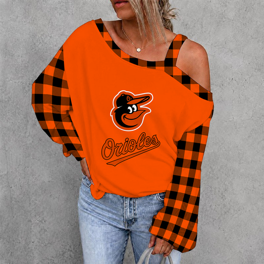 [HOMERUN DEAL] NEW CUSTOMIZED MLB25 BOS BALTIMORE ORIOLES WOMEN'S OFF-SHOULDER LONG SLEEVE SHIRT