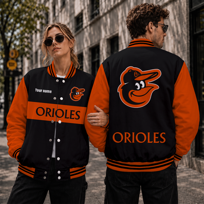 [HOMERUN DEAL] NEW CUSTOMIZED MLB25 BOS BALTIMORE ORIOLES SATIN VARSITY & BASEBALL JACKET