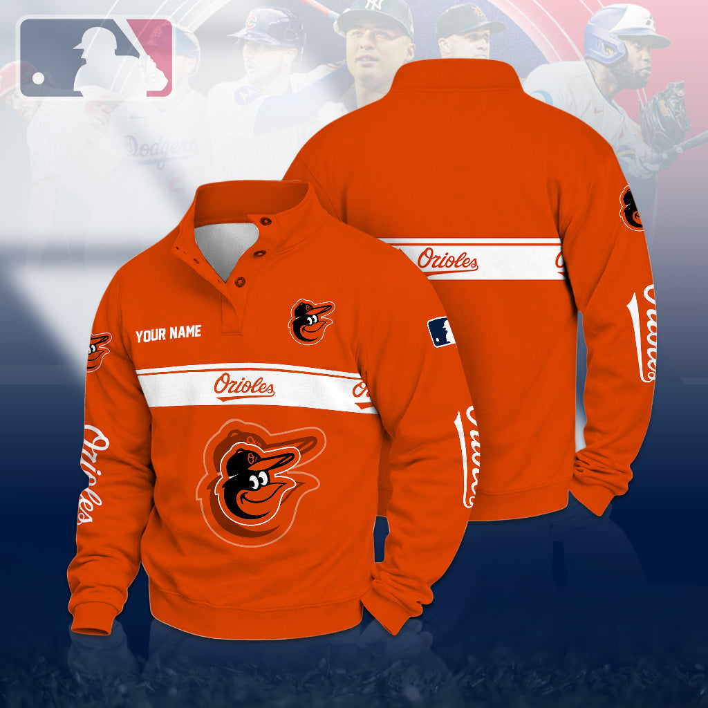 [HOMERUN DEAL] NEW CUSTOMIZED MLB25 BOS BALTIMORE ORIOLES QUARTER-BUTTON SWEATSHIRT