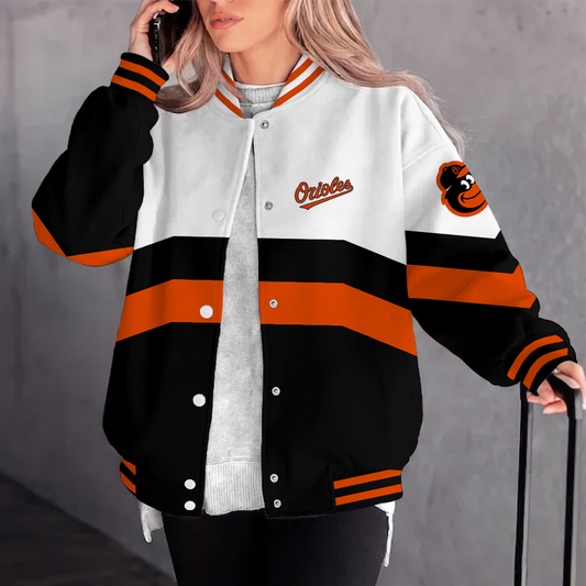 [HOMERUN DEAL] NEW CUSTOMIZED MLB25 BOS BALTIMORE ORIOLES SATIN VARSITY & BASEBALL JACKET
