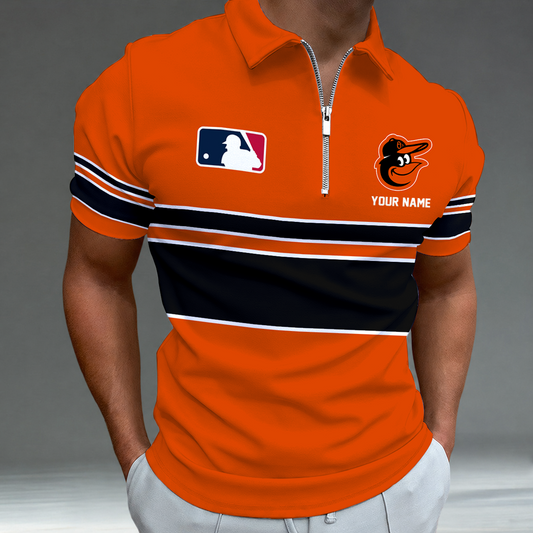 [HOMERUN DEAL] NEW CUSTOMIZED MLB25 BOS BALTIMORE ORIOLES ZIP POLO SHIRT
