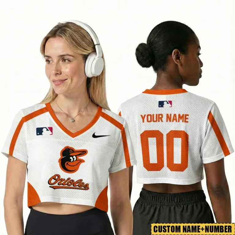 [HOMERUN DEAL] NEW CUSTOMIZED MLB25 BOS BALTIMORE ORIOLES V-NECK JERSEY CROP TOP