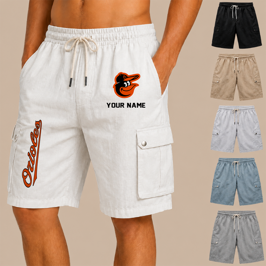 [HOMERUN DEAL] NEW CUSTOMIZED MLB25 BOS BALTIMORE ORIOLES MEN'S DRAWSTRING CARGO SHORTS