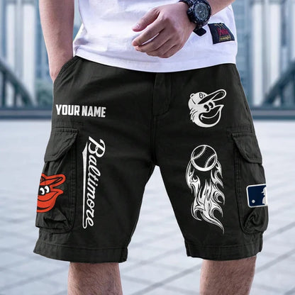 [HOMERUN DEAL] NEW CUSTOMIZED MLB25 BOS BALTIMORE ORIOLES MEN'S CARGO SHORTS