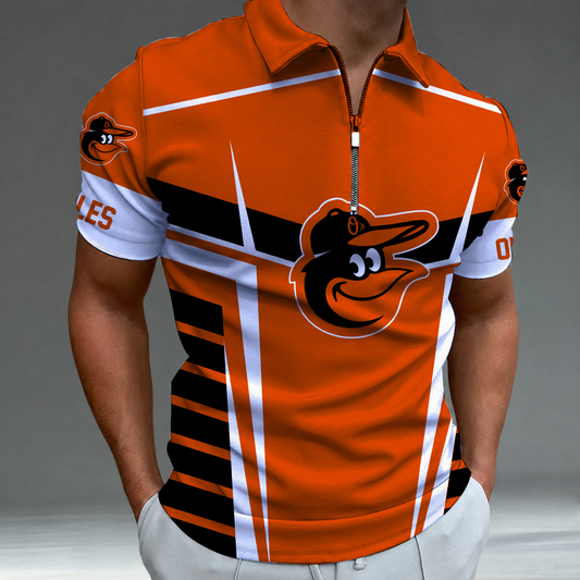 [HOMERUN DEAL] NEW CUSTOMIZED MLB25 BOS BALTIMORE ORIOLES ZIP POLO SHIRT