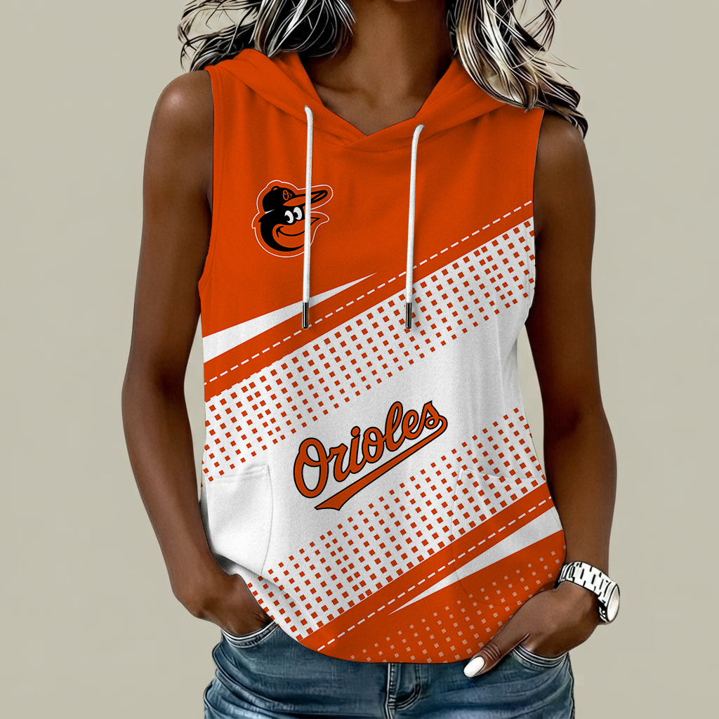 [HOMERUN DEAL] NEW CUSTOMIZED MLB25 BOS BALTIMORE ORIOLES WOMEN'S SLEEVELESS HOODED POCKET TANK TOP