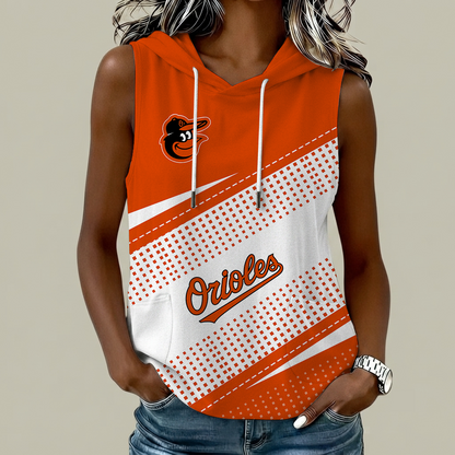 [HOMERUN DEAL] NEW CUSTOMIZED MLB25 BOS BALTIMORE ORIOLES WOMEN'S SLEEVELESS HOODED POCKET TANK TOP