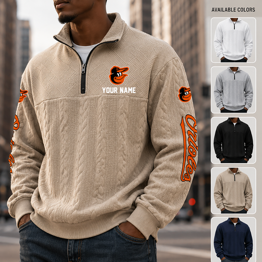 [HOMERUN DEAL] NEW CUSTOMIZED MLB25 BOS BALTIMORE ORIOLES MULTICOLOR QUARTER-ZIP SWEATSHIRT