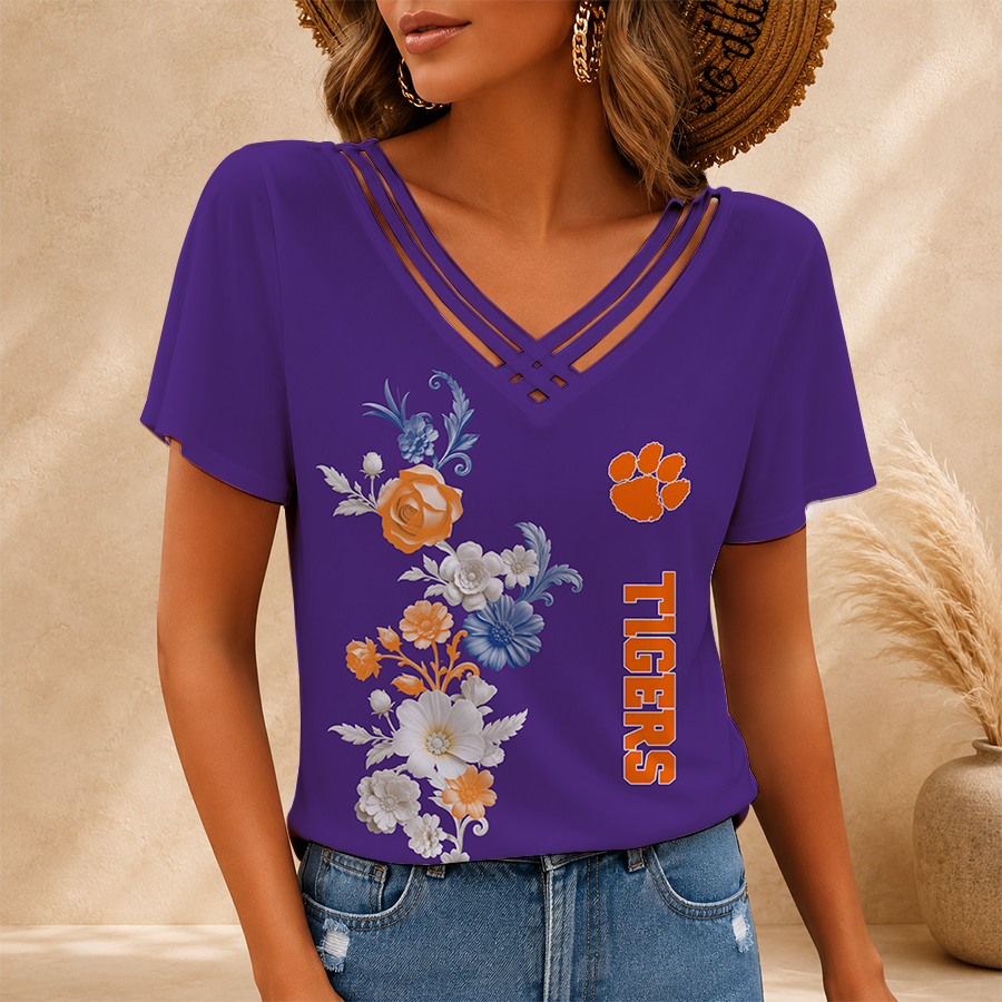 [HOMERUN DEAL] NEW CUSTOMIZED NCAA CWS25 CST CLEMSON TIGERS V-NECK SHIRT
