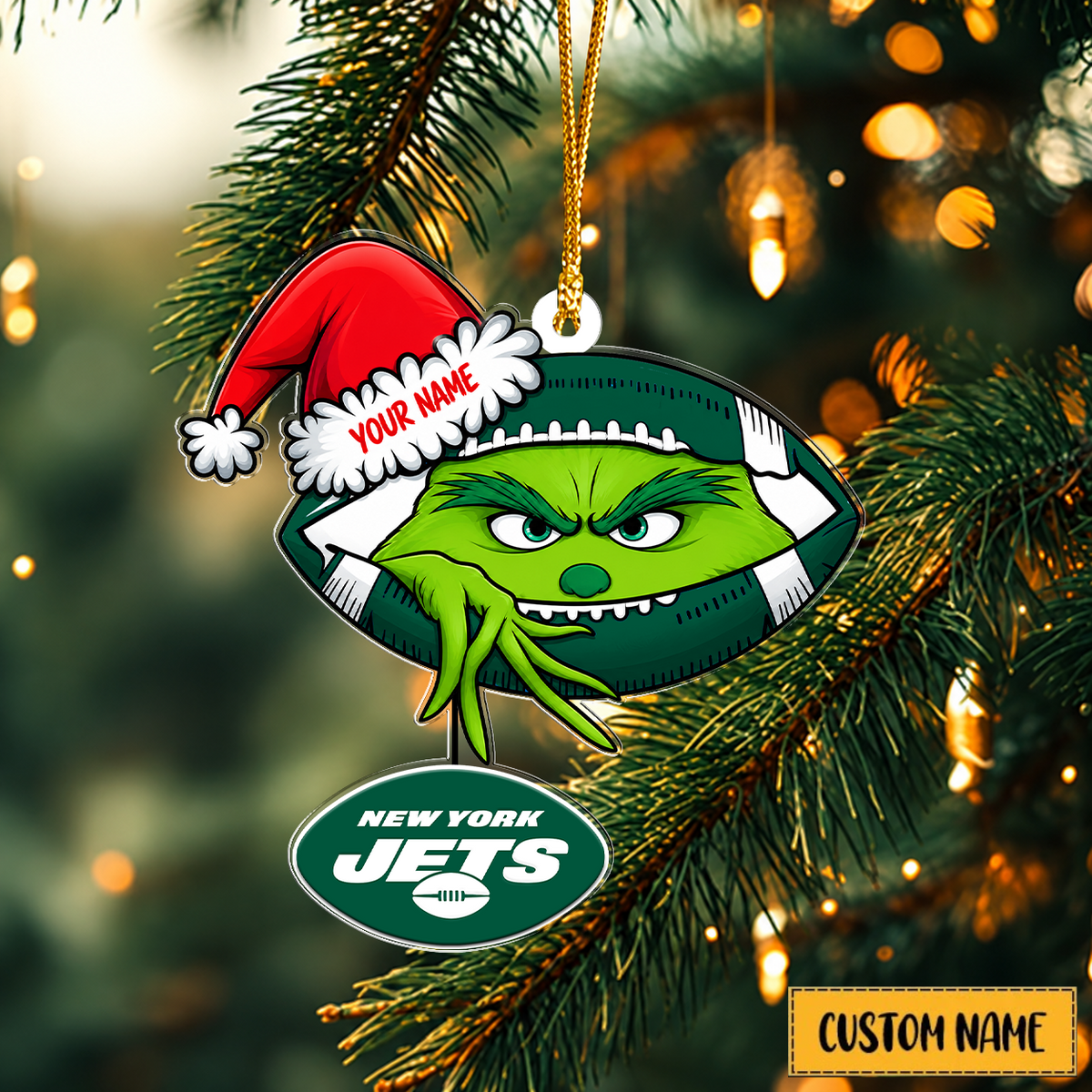 [TOUCHDOWN DEAL] NEW CUSTOMIZED NFL25 NYJ NEW YORK JETS CHRISTMAS ACRYLIC ORNAMENT