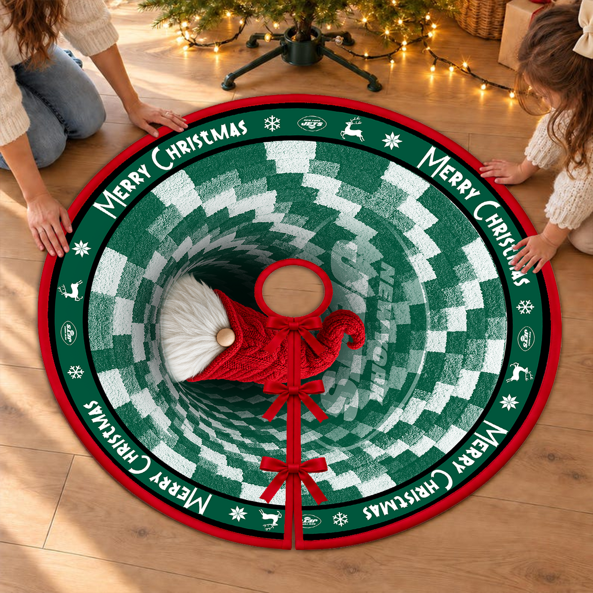[TOUCHDOWN DEAL] NEW CUSTOMIZED NFL25 NYJ THE JETS CHRISTMAS TREE SKIRT
