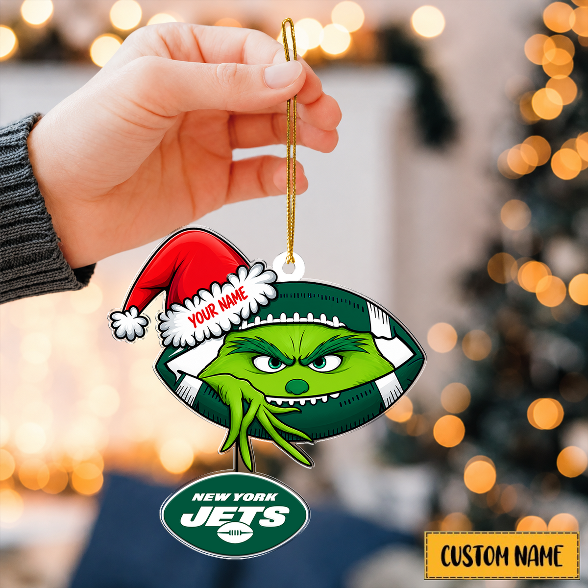 [TOUCHDOWN DEAL] NEW CUSTOMIZED NFL25 NYJ NEW YORK JETS CHRISTMAS ACRYLIC ORNAMENT