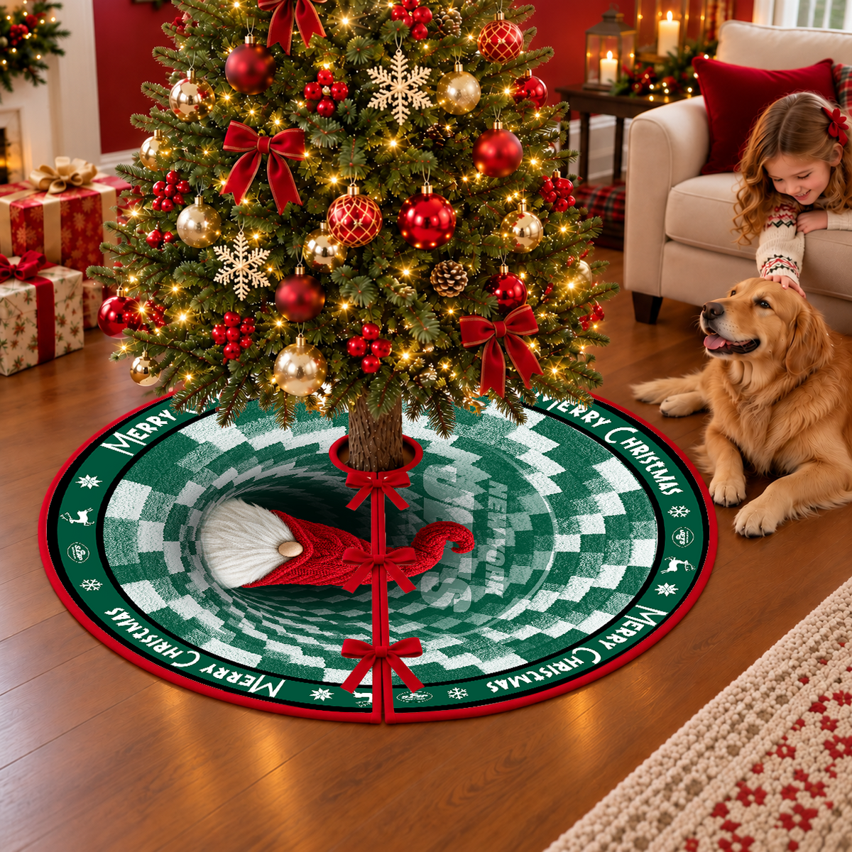 [TOUCHDOWN DEAL] NEW CUSTOMIZED NFL25 NYJ THE JETS CHRISTMAS TREE SKIRT