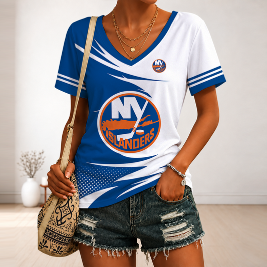 [PUCK DROP DEAL] NEW CUSTOMIZED NHL25 NYI NEW YORK ISLANDERS V-NECK FEMALE SHIRT