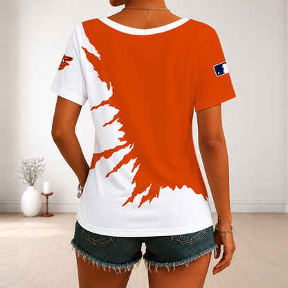 [HOMERUN DEAL] NEW CUSTOMIZED MLB25 BOS BALTIMORE ORIOLES V-NECK FEMALE SHIRT