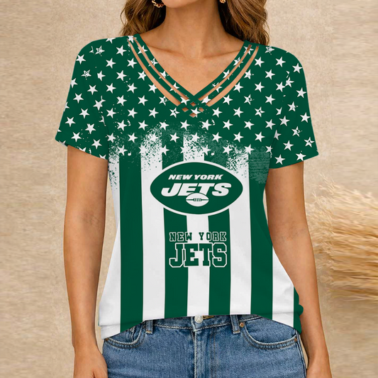 [TOUCHDOWN DEAL] NEW CUSTOMIZED NFL25 NYJ NEW YORK JETS V-NECK SHIRT
