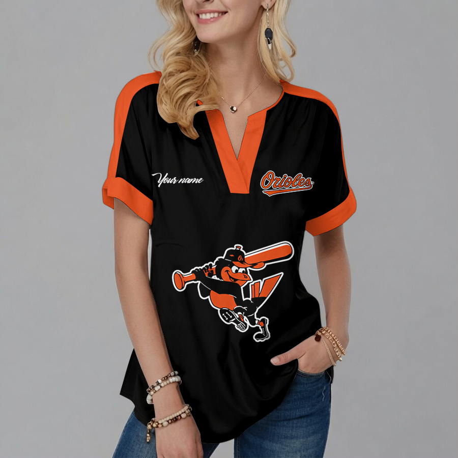 [HOMERUN DEAL] NEW CUSTOMIZED MLB25 BOS BALTIMORE ORIOLES V-NECK FEMALE SHIRT